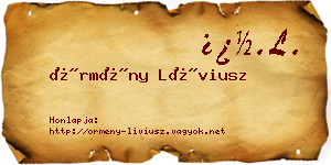 Örmény Líviusz névjegykártya